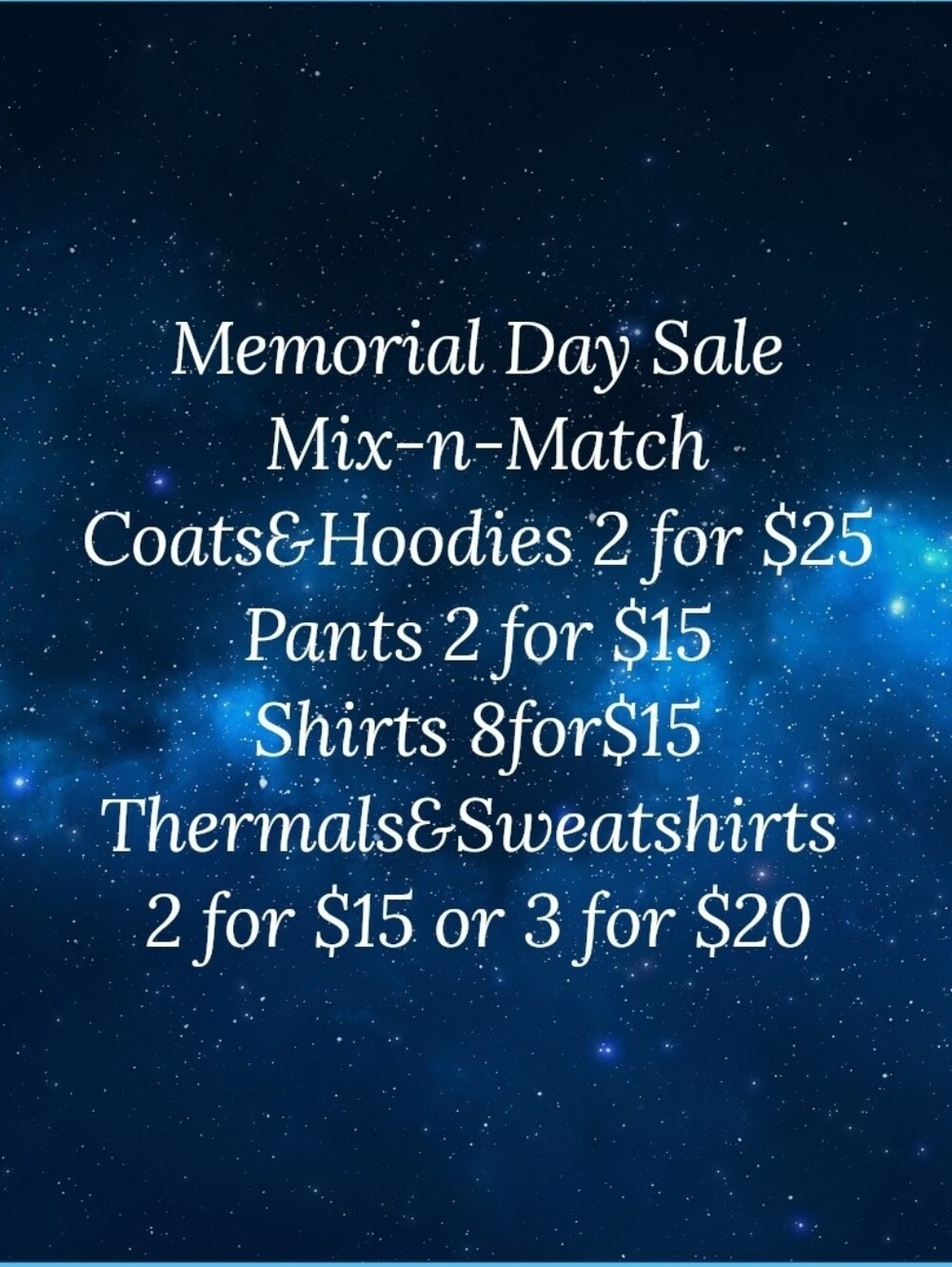 Memorial Day Sale Graphic - Blue Galaxy Background